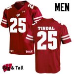 Men's Wisconsin Badgers NCAA #25 Derrick Tindal Red Authentic Under Armour Big & Tall Stitched College Football Jersey HQ31M74GG